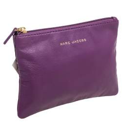 Pre Owned Marc Jacobs Purple Leather Zip Pouch