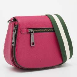 Marc Jacobs Raspberry Leather Recruit Nomad Saddle Shoulder Bag