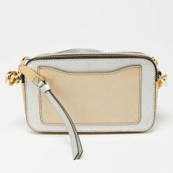 Pre Owned Marc Jacobs Silver/Gold Saffiano Leather Snapshot Camera Crossbody Bag