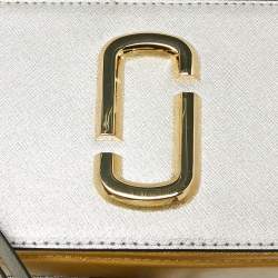 Pre Owned Marc Jacobs Silver/Gold Saffiano Leather Snapshot Camera Crossbody Bag