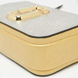Pre Owned Marc Jacobs Silver/Gold Saffiano Leather Snapshot Camera Crossbody Bag
