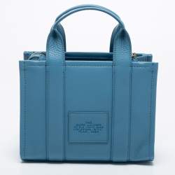 Pre Owned Marc Jacobs Blue Leather Mini Tote Bag