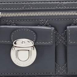 Pre Owned Marc Jacobs Dark Grey Quilted Leather Zip Continental Wallet