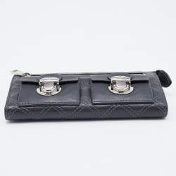 Pre Owned Marc Jacobs Dark Grey Quilted Leather Zip Continental Wallet