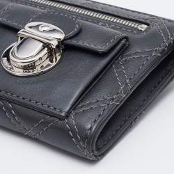Pre Owned Marc Jacobs Dark Grey Quilted Leather Zip Continental Wallet