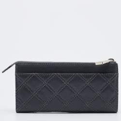 Pre Owned Marc Jacobs Dark Grey Quilted Leather Zip Continental Wallet