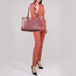 Pre Owned Marc Jacobs Burgundy Leather Work Tote