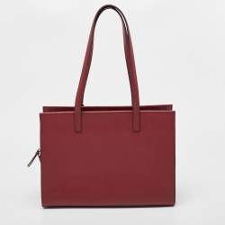 Pre Owned Marc Jacobs Burgundy Leather Work Tote