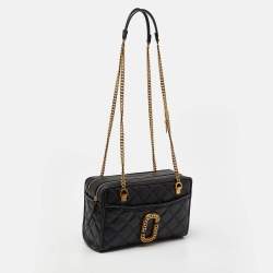 Pre Owned Marc Jacobs Black Quilted Leather The Status Chain Shoulder Bag 