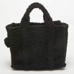 Pre Owned Marc Jacobs Black Faux Fur Medium The Tote Bag