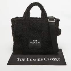 Pre Owned Marc Jacobs Black Faux Fur Medium The Tote Bag