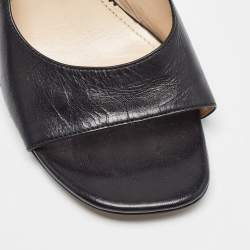 Pre Owned Marc Jacobs Black Leather Logo Ankle Chain Strap Sandals Size 41