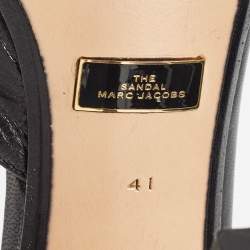 Pre Owned Marc Jacobs Black Leather Logo Ankle Chain Strap Sandals Size 41