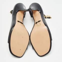 Pre Owned Marc Jacobs Black Leather Logo Ankle Chain Strap Sandals Size 41