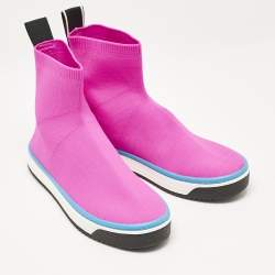 Marc Jacobs Neon Pink Stretch Fabric Dart Socks Slip On Sneakers Size 40