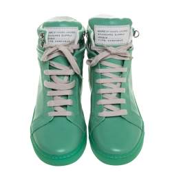 Pre Owned Marc Jacobs Green Leather High Top Sneakers Size 40