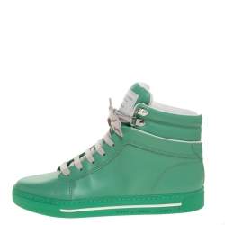 Pre Owned Marc Jacobs Green Leather High Top Sneakers Size 40