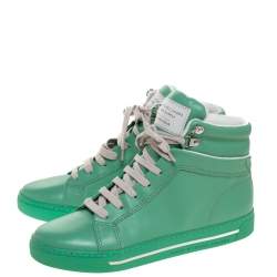 Pre Owned Marc Jacobs Green Leather High Top Sneakers Size 40