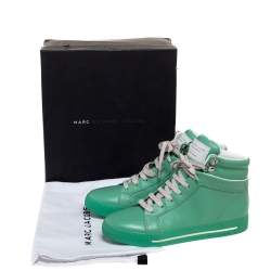 Pre Owned Marc Jacobs Green Leather High Top Sneakers Size 40