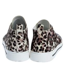Pre Owned Marc Jacobs Black/Brown Animal Print Pony Hair and Patent High Top Sneakers Size 38