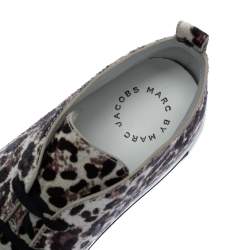 Pre Owned Marc Jacobs Black/Brown Animal Print Pony Hair and Patent High Top Sneakers Size 38