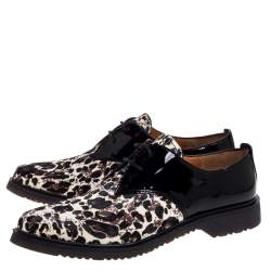 Pre Owned Marc Jacobs Black Patent Leather And Pony Hair Lace Up Derby Size 40