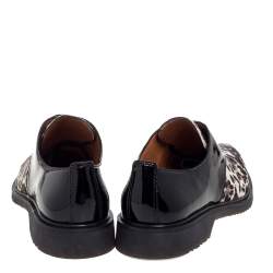 Pre Owned Marc Jacobs Black Patent Leather And Pony Hair Lace Up Derby Size 40