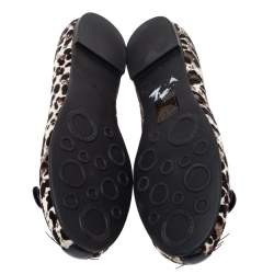 Pre Owned Marc Jacobs Brown/Black Animal Print Calf Hair Mouse Ballet Flats Size 37