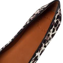 Pre Owned Marc Jacobs Brown/Black Animal Print Calf Hair Mouse Ballet Flats Size 37