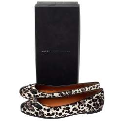 Pre Owned Marc Jacobs Brown/Black Animal Print Calf Hair Mouse Ballet Flats Size 37