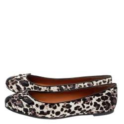 Pre Owned Marc Jacobs Brown/Black Animal Print Calf Hair Mouse Ballet Flats Size 37