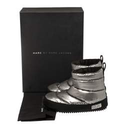 Pre Owned Marc Jacobs Silver Vinyl Snow Boots Size 36