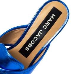Pre Owned Marc Jacobs Electric Blue Leather Aurora Mules Size 37