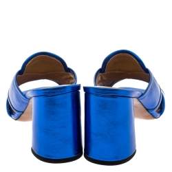 Pre Owned Marc Jacobs Electric Blue Leather Aurora Mules Size 37