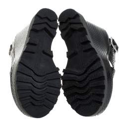 Marc by Marc Jacobs Black Python Embossed Leather Irving Platform Wedge Sandals Size 35.5