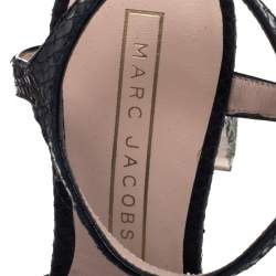 Marc Jacobs Black Python Embossed Leather Criss Crss Platform Ankle Strap Size 38