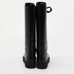 Pre Owned Marc by Marc Jacobs Black Leather Lace Up Knee Length Boots Size 39