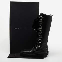 Pre Owned Marc by Marc Jacobs Black Leather Lace Up Knee Length Boots Size 39