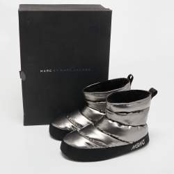 Pre Owned Marc Jacobs Silver Vinyl Snow Boots Size 37