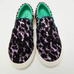 Marc Jacobs Multicolor Sequin and Canvas Leopard Print Mercer Slip On Sneakers Size 37