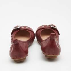 Marc Jacobs Burgundy Leather Buckle Detail Scrunch Ballet flats Size 36