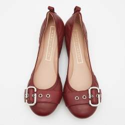Marc Jacobs Burgundy Leather Buckle Detail Scrunch Ballet flats Size 36
