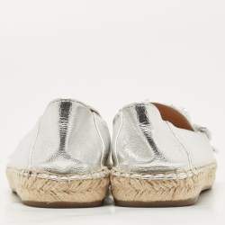 Marc Jacobs Silver Leather Studded Daisy Espadrille Flats Size 38
