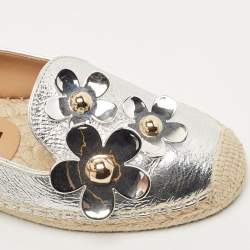 Marc Jacobs Silver Leather Studded Daisy Espadrille Flats Size 38