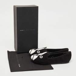 Marc by Marc Jacobs Black/White Suede and Leather Cat Ballet Flats Size 36