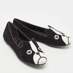 Marc by Marc Jacobs Black/White Suede and Leather Cat Ballet Flats Size 36