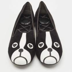 Marc by Marc Jacobs Black/White Suede and Leather Cat Ballet Flats Size 36