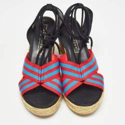 Marc Jacobs Multicolor Grosgrain Espadrille Wedge Sandals Size 40
