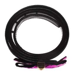 Marc Jacobs Black/Purple Suede and Patent Leather Bow Belt 90CM