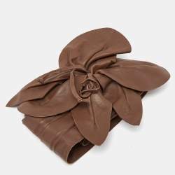 Pre Owned Marc Jacobs Brown Leather Oversized Floral Detail Belt S